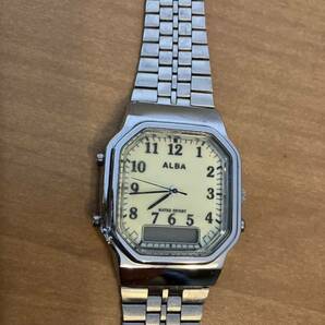 (T)SEIKO セイコー ALBAアルバ 270058 デジアナ 腕時計 男性用 ◆中古品◆ビンテージ◆レトロ◆アンティーク◆シルバー◆Seiko◆の画像1