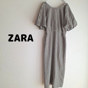 ZARA 千鳥柄ロングワンピース ザラ 12876