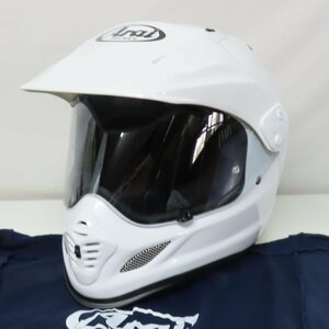 【美品】Arai アライ TourCross3 ツアークロス3 オフロード フルフェイスヘルメット Lサイズ ホワイト モトクロス 人気 バイク 二輪 林道