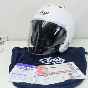 【美品】Arai アライ VZ-RAM ジェットヘルメット Mサイズ ホワイト 人気 バイク 二輪 オートバイ スクーター 原付 ポリヘル 白バイ