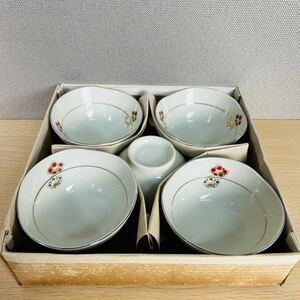 ★【未使用/保管品】 優雅 陶器 小鉢 5客まとめ 和食器 小皿 取り皿 金彩 飲食店 居酒屋 料亭