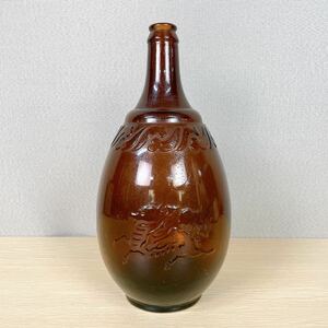 * жираф пиво стеклянный пиво бутылка Showa Retro пустой бутылка daruma бутылка ..KIRIN времена предмет высота 29.1cm ширина 14.7cm глубина 14.3cm