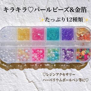 在庫限り パールビーズ　金箔　フルーツ 12種類　ハーバリウムボールペン　レジン