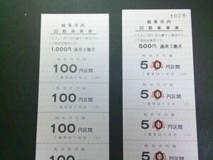 ◆名鉄　岐阜市内回数乗車券10連＜大小＞◆2404