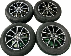 ★社外 SPORTS KRONE 13インチ アルミ ホイール　4本　13×4J ＋43 PCD100 4穴 ハブ径67　155/65R13　BS 夏 2,019年製　軽自動車★