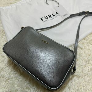 1円〜■希少カラー■美品■FURLA フルラ リリー LILLI カメラバッグ ショルダーバック 肩掛け レザー シルバー 307