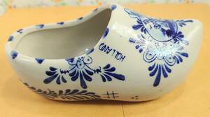 ヴィンテージ品[靴型小物入れ]Delft　Blue(デルフトブルー　)　hand　Painted(手描き)　Holland 陶器製靴型小物入れ　アンティーク品