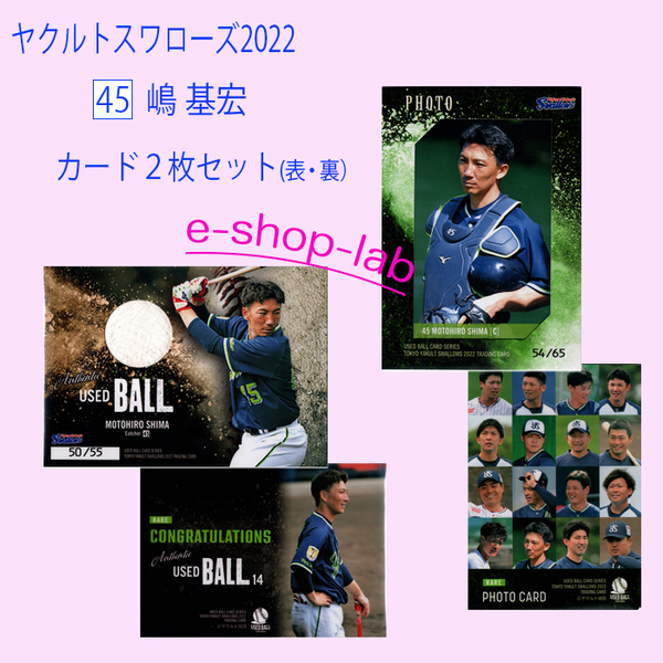 「東京ヤクルトスワローズ・2022」嶋基宏（45）生写真+ユーズドボール　2枚セット ◆ユーズドボールカードシリーズ