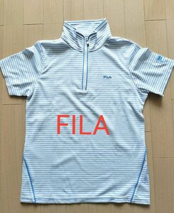 FILA　フィラ　半袖　ジップアップ　ボーダー　Mサイズ　ポロシャツ