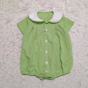 [ free shipping ] No-brand short sleeves rompers 90cm check baby child clothes 