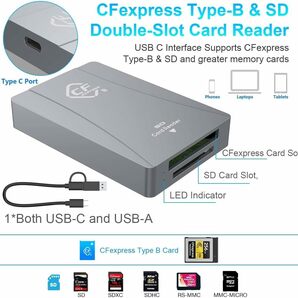 CFexpressタイプB SD カードリーダー USB 3.2 Gen2 10Gbps ダブルスロットカードリーダー 対応 Windows OS/Mac OS/Android OTGの画像4