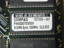 ◆HP・COMPAQ純正/Samsung PC133R ECC Registered 512MBx2枚セット 合計1GB (DDR861)_画像4