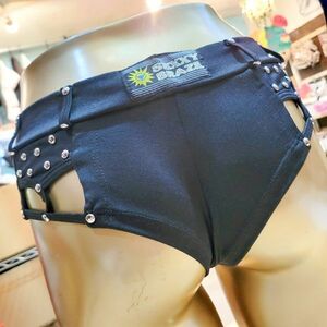 ランクAΦPAN-HP-B2-1■SEXYBRAZIL☆L-LL程☆クールでSEXYなブラック＆スタッズ コス・撮影・ダンサー必見 ハーフT ホットパンツ/ セール