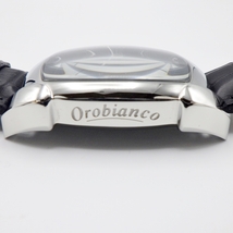 C24-646 Orobianco オロビアンコ OR-0012N メンズ腕時計 デイト レクタンギュラー クォーツ式 ブラック文字盤 アナログ 革ベルト 稼働品_画像9