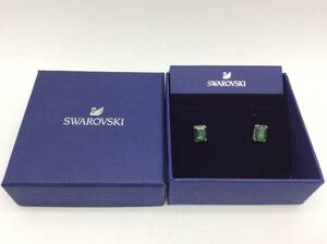 #0610 SWAROVSKI/スワロフスキー ピアス グリーン 緑 ゴールドカラー 金色 