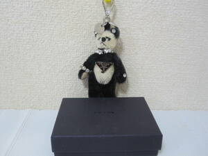 *PRADA* Prada key holder key ring bag charm accessory Panda Bear triangle plate rhinestone attaching box equipped 