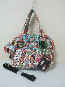 ＊tokidoki for LESPORTSAC＊極美品トキドキ レスポートサック 可愛いチャーム付き 軽量ナイロン トートバッグ ショルダーバッグ