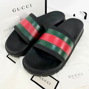 グッチ GUCCI シェリーライン スライド サンダル ラバー シャワーサンダル メンズ 8 27cmの画像1