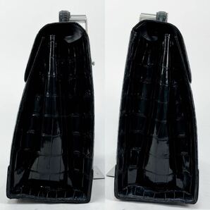 ロンジン LONGINES クロコダイルレザー 鰐革 ビジネスバッグ ブリーフケース シャイニング 黒 ブラック A4 メンズ ハンドバッグ の画像4