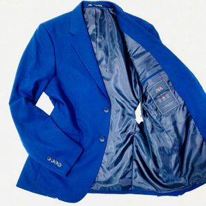 美品 XL レーヨン混 ブルー サイズ ザラ テーラードジャケット スーツ 青 ZARA 春夏 メンズ ブレザー 紳士服 アウター SLIM TAILORINGの画像1