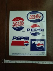 PEPSI / ペプシ / ペプシ ステッカー ペプシコーラ クラシック 13.7㎝×11.2㎝/5シート①