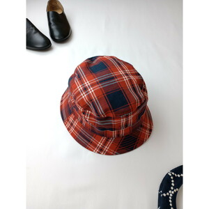 アトリエナルセ atelier naruse cotton ~tartan check~ pork-pie hat ポークパイ ハット チェック コットン 帽子 赤