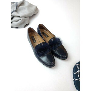 MACKINTOSH LONDON Macintosh London fur motif Loafer navy 23.5