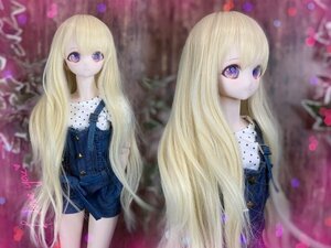 ●ドールウィッグ*エアリーロング*ミルキーゴールド*9～9.5インチ（MDD DD SD SmartDollなど）●doll wig*dollwig●