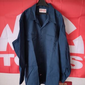 新品同様 ディッキーズ Dickies ワークシャツ ネイビー L 長袖シャツ