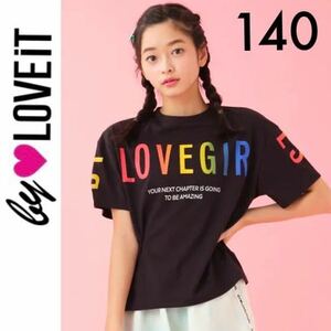  tag equipped *by LOVEiT big Logo short sleeves T-shirt 140 black black bai rabbit Narumi ya Inter National 