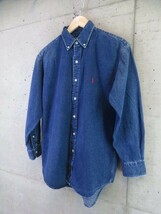 0140b10◆90sヴィンテージ◆Ralph Lauren ラルフローレン【POLO COUNTRY ポロカントリー】長袖デニムシャツ S/ダンガリーシャツ/ジャケット_画像2