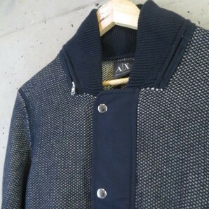 2140b18◆良品です◆A/X◆ARMANI EXCHANGE アルマーニ エクスチェンジ 厚手 コットンニットジャケット M/ブルゾン/ジョルジオ/カーディガンの画像3