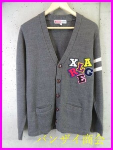 9140b8* хорошая вещь. *X-LARGE XLarge Logo нашивка вязаный кардиган M/ свитер / жакет / блузон / рубашка / куртка 