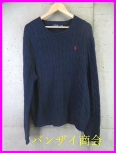 1240b9◆良品です◆Ralph Lauren ラルフローレン ケーブル編み コットンニットセーター LG/カーディガン/ジャケット/ポロシャツ/ゴルフ