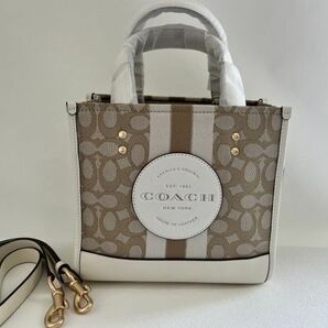 コーチ COACH ハンドバッグ レディース ショルダーバッグ 2WAY ジャガード ベージュ 保存袋付き 新品未使用の画像1