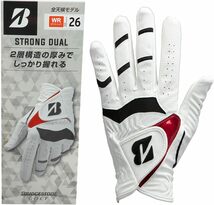 ホワイト/レッド 23cm 左手用 BRIDGESTONE(ブリヂストン) ゴルフグローブ STRONG DUAL GLG21 メ_画像1