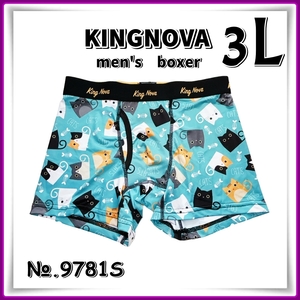 men's【3Lサイズ】◆新品◆KINGNOVA◆メンズ ボクサーパンツ 前開き＜ねこ２＞◆9781S Aya