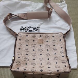 【保存袋つき】MCM　ショルダーバッグ　ベージュ　レザー