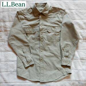 【LLBean サンウォッシュ・キャンバス・シャツ カーキ US Sサイズ】