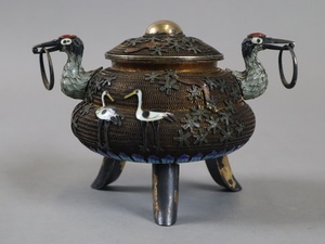  China изобразительное искусство серебряный 7 сокровищ журавль уголок .. есть три пара курильница -слойный 333g. инструмент старый . маленький . умение старый художественное изделие [c481]