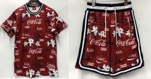 ミッチェル　アンド　ネス Mitchell　&　Ness 【Kith×Coca-cola】スポーツウェア Hawaii Jersey&Shorts 赤系 ロゴ 総柄_画像1