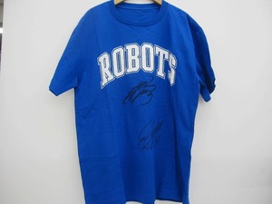 i rose ki Robot tsu Ibaraki ROBOTS [ staple product ] autographed T-shirt blue 2019