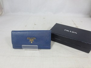 プラダ PRADA 6連キーケース ロング ブルー