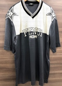 【未使用】 フェンディ FENDI スターパッチメッシュTシャツ グレー系 FAF629A52EF1DS1