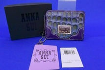 アナスイ ANNA　SUI 可愛いハートチャーム付きパスケース 定期入れ 便利なフラット薄型カードホルダー 通勤通学 紫パープル_画像1