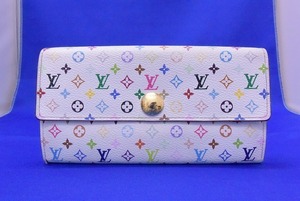 ルイ・ヴィトン LOUIS VUITTON モノグラム マルチカラー ポルトフォイユサラ 二つ折り長財布 カラフルウォレットLV 白 M93745