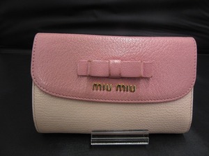  MiuMiu MIU MIU three folding purse L character fastener lady's 