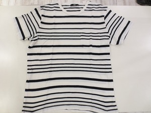 ハレ HARE メンズ 半袖シャツ カットソー Tシャツ トップス ホワイト×ブラック 白×黒 ボーダー
