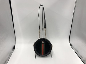 グッチ GUCCI GGマーモント ラウンド チェーンショルダーバッグ 黒・レザー・スエード 550618