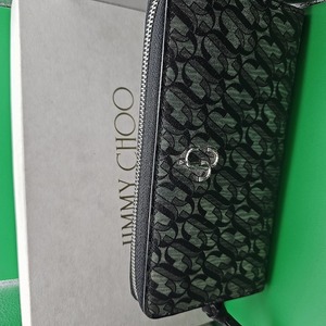 ジミーチュウ JIMMY CHOO モノグラム ラウンドファスナー 長財布 シルバー×ブラック モノグラム柄 PIPPA